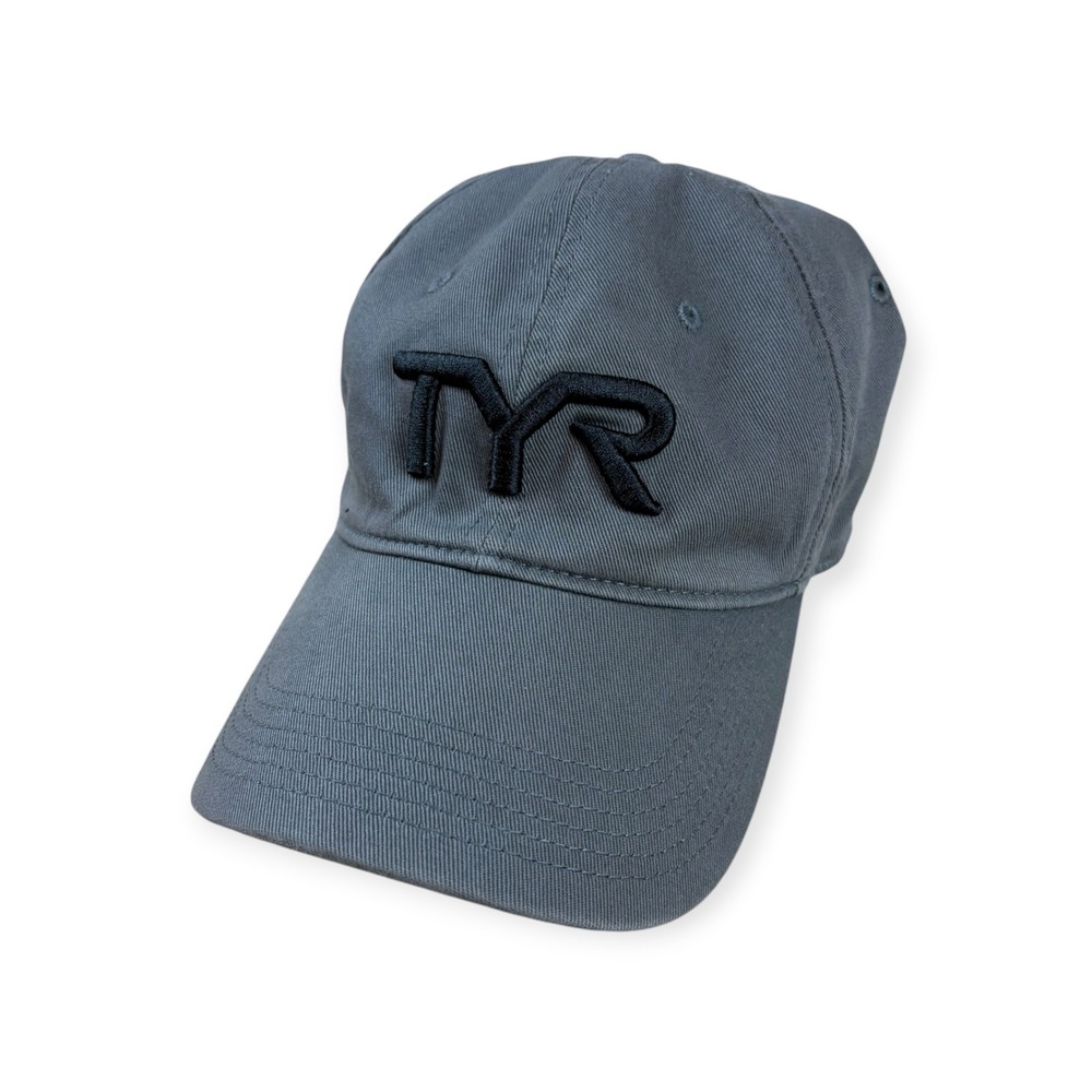 TYR Logo Adjustable Cap Gray Black Cotton Baseball Hat A45001 One Size NEW